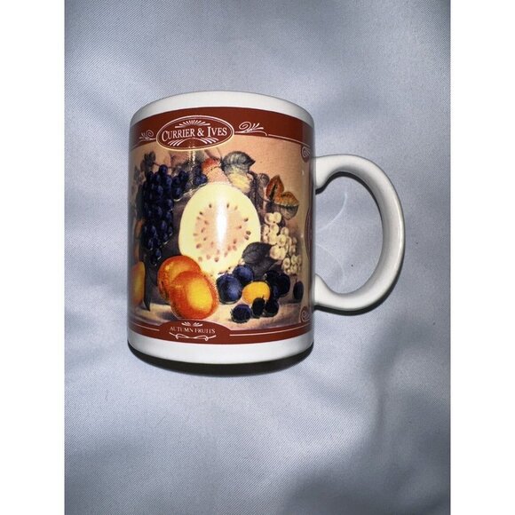 Currier and Ives Autumn Fruits Ceramic Coffee Mug Houston Harvest - Picture 3 of 4
